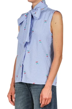 - Camicia - 451501 - Bianco/Azzurro^La Femme Blanche New