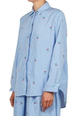 - Camicia - 451503 - Bianco/Azzurro^La Femme Blanche Discount