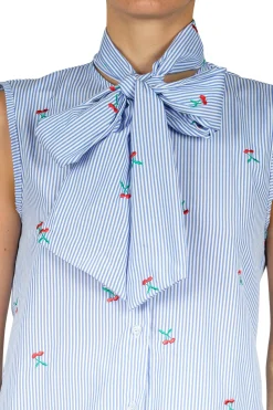 - Camicia - 451501 - Bianco/Azzurro^La Femme Blanche New