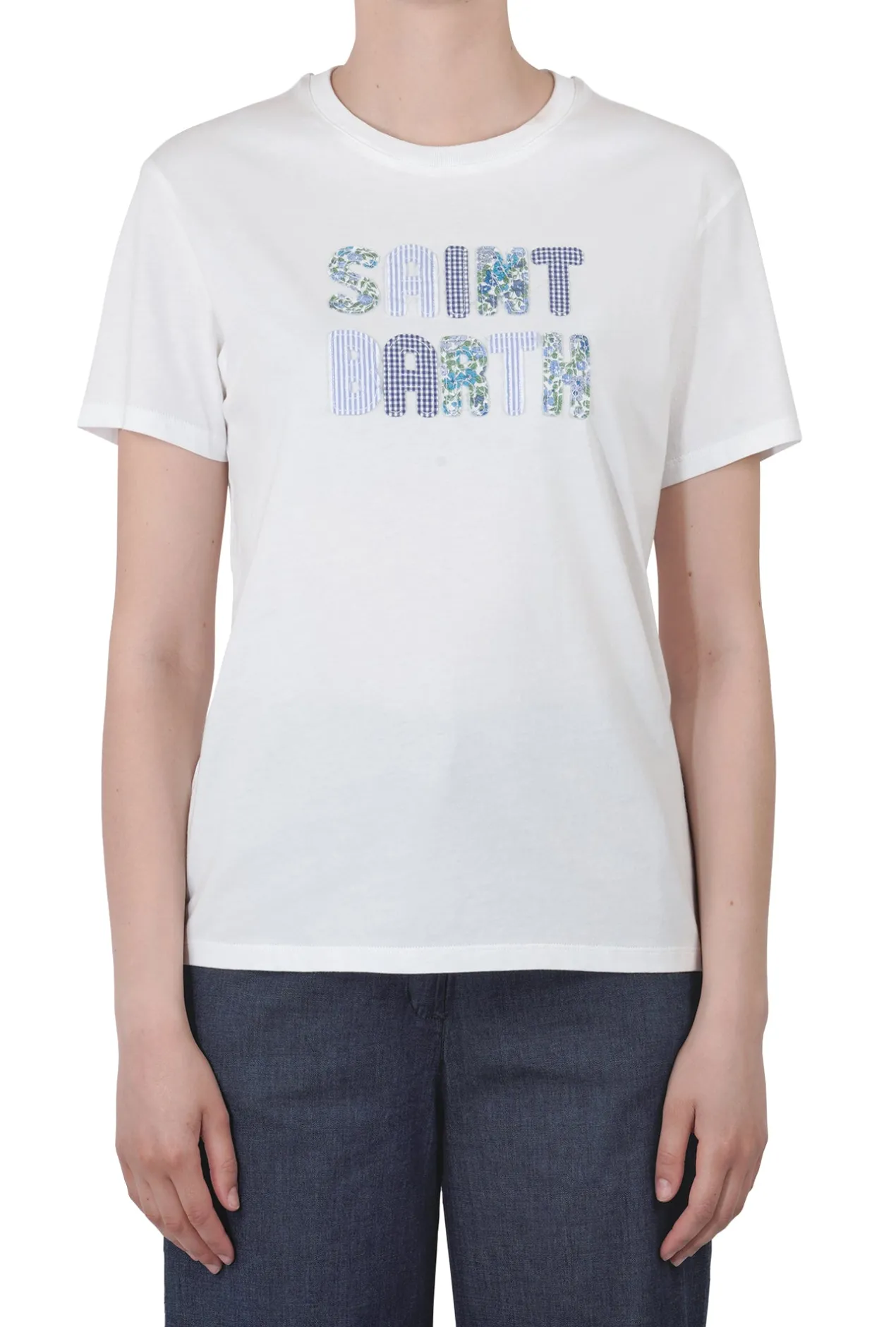 - T-shirt - 451556 - Bianco/Blu^MC2 Saint Barth Outlet