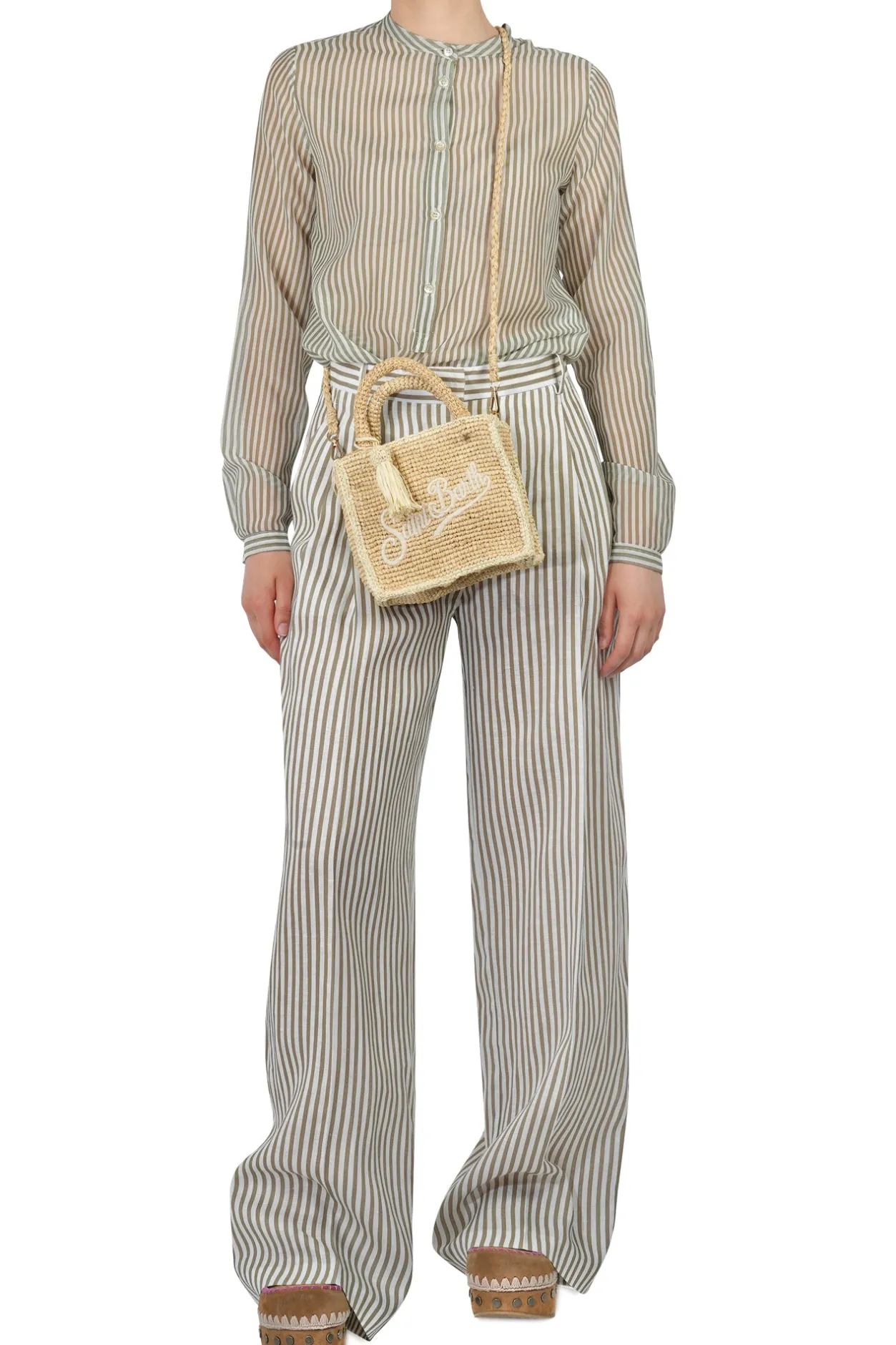 - Pantalone - 450783 - Bianco/Kaki^Semi Couture Online